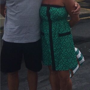 Pretty Rebellious Teal and Black Strapless Dress